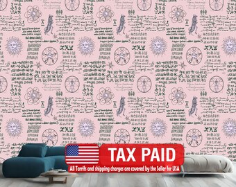 Alchemy Esoteric Wallpaper, Vintage Witchcraft Wall Mural (Peel and Stick)