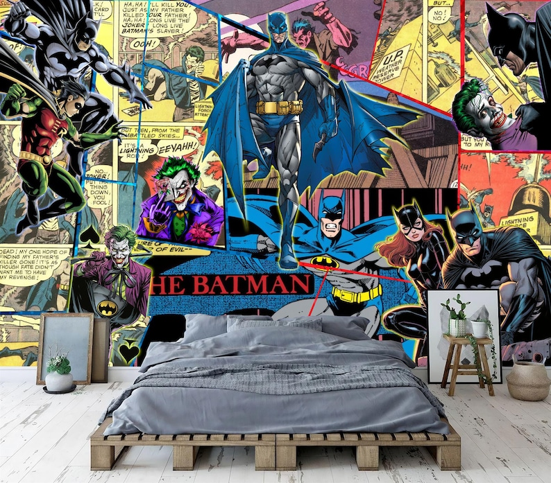 Superhero Comic Wallpaper Mural, Kids Room Decor, Peel and Stick - Etsy