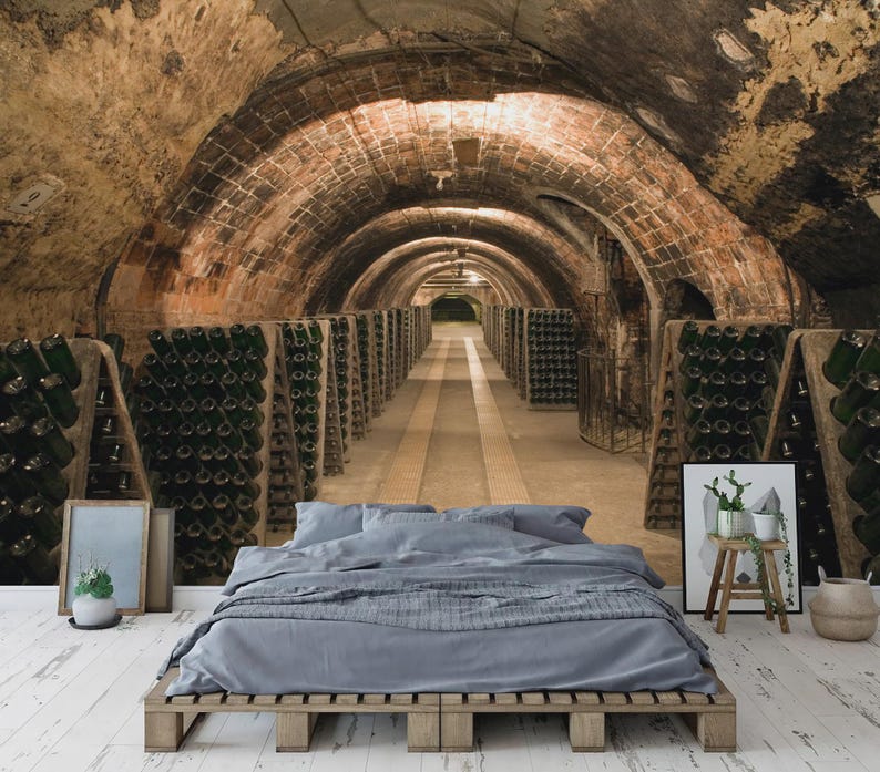 Wine Cellar Vault, Wine Room Decor Wallpaper Mural, Peel and Stick ...