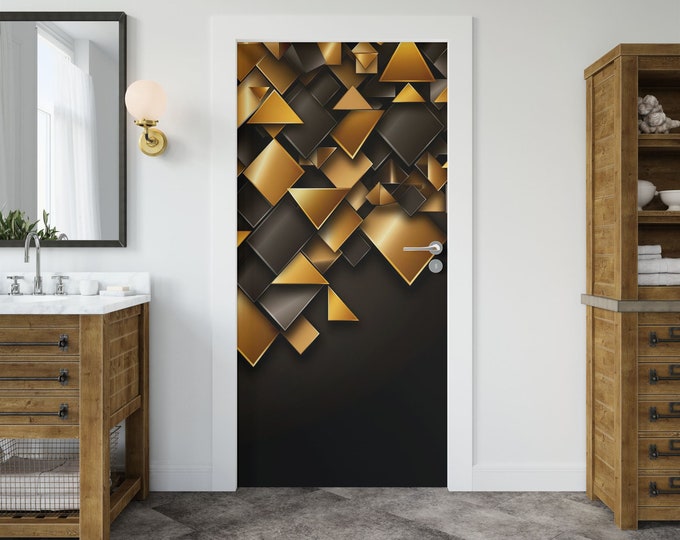 Geometric Art Wall Sticker Door Covering Removable Peel and Stick Self Adhesive Decals Home - Office, 91cm x 211cm / 35.8 x 83.1 Inches WxH