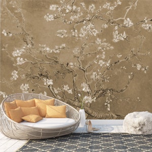 Almond Blossoms by Van Gogh Art Print Photomural Wallpaper Mural Easy-Install Removeable Peel and Stick Premium Large Image Photo Wall Decal