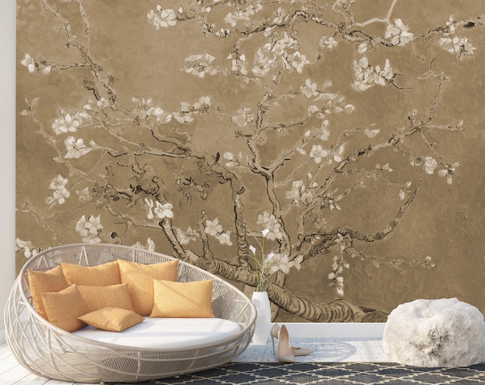 Almond Blossoms by Van Gogh Art Print Photomural Wallpaper Mural Easy-Install Removeable Peel and Stick Premium Large Image Photo Wall Decal