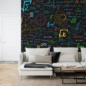 Math Formulas Color Chalk Blackboard Gift, Art Print Photomural ...