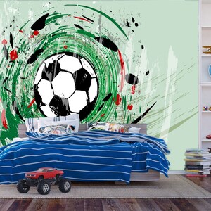 Abstract Football Soccer Green Kids Room Mural Gift Children Room Easy-Install Wall Mural Wallpaper Peel and Stick Modern Art Washable New