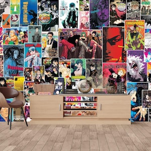 ヴィンテージ アニメ マンガ コラージュ ユニークな手描き クールな壁画 コミック 洗える 取り外し可能 または 剥がして貼れる壁紙 子供用 ゲーム プレイルーム