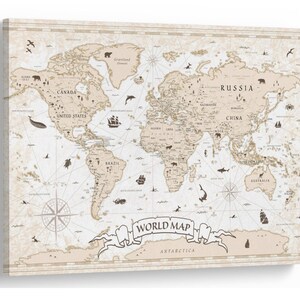 Vintage Weltkarte Lernkarte Geographie Natur Leinwand Druck Wand Kunst Bild Tolle Geschenkidee Hochwertige Haus Wandbehang Kunst Dekor