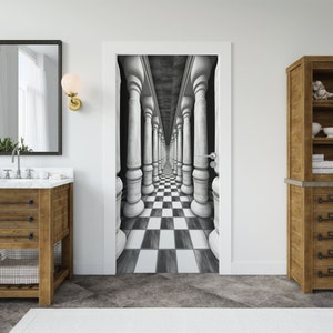 Optical illusion Wall Sticker Door Covering Removable Peel and Stick Self Adhesive Decals Home Office, 91cm x 211cm / 35.8 x 83.1 Inches WxH