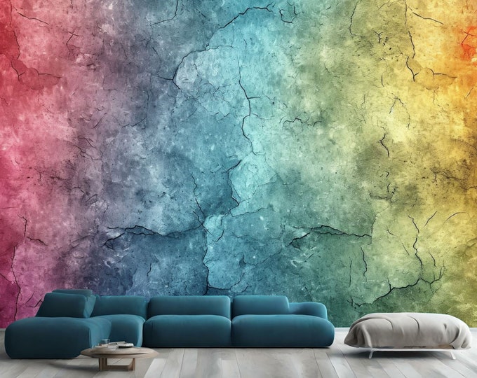 Gradient Grunge Painted Abstract Wall Gift, Art Print Photomural Wallpaper Mural Easy-Install Removeable Peel and Stick Large Wall Decal Art