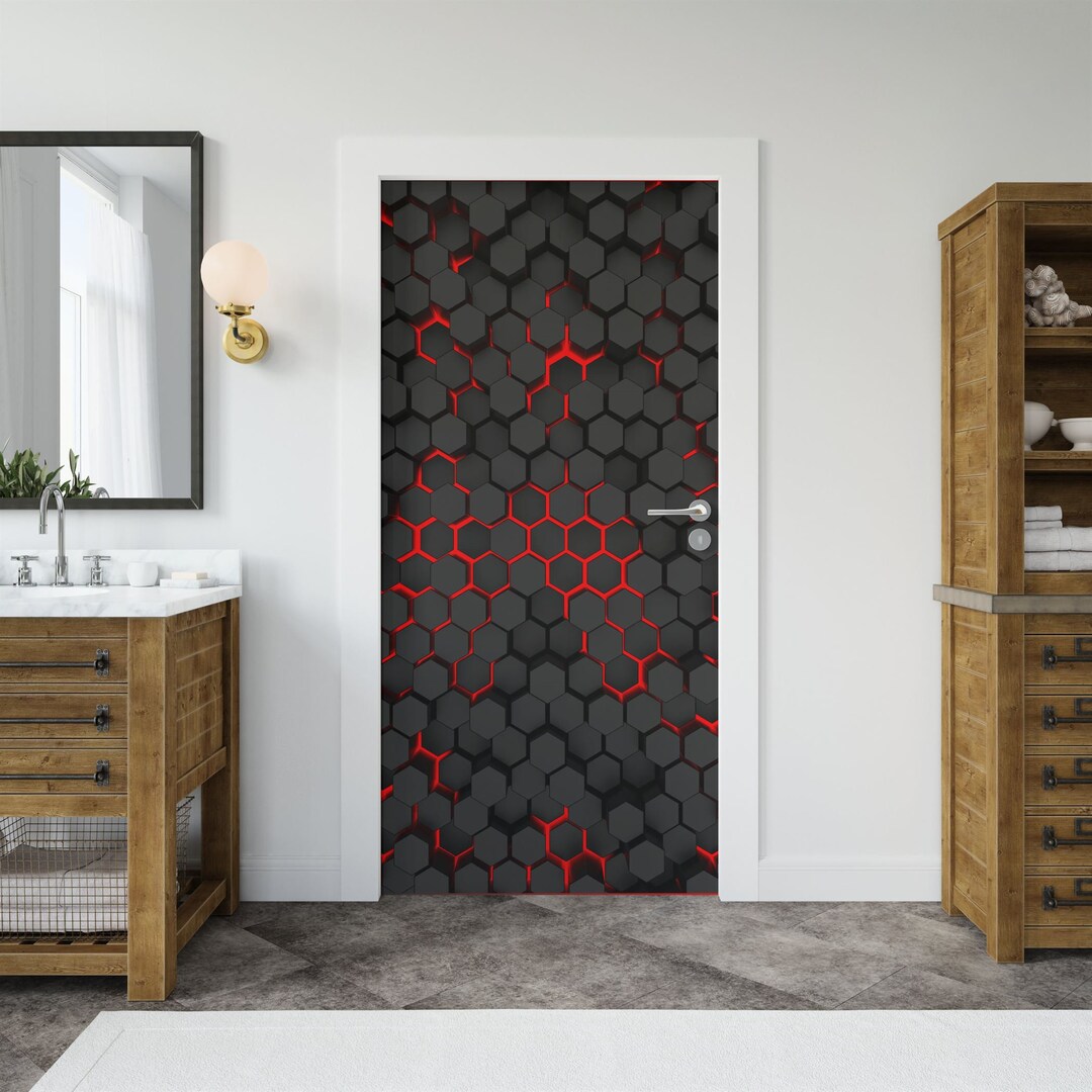 3D Hexagons Wall Sticker Door Covering Removable Peel and Stick Self ...