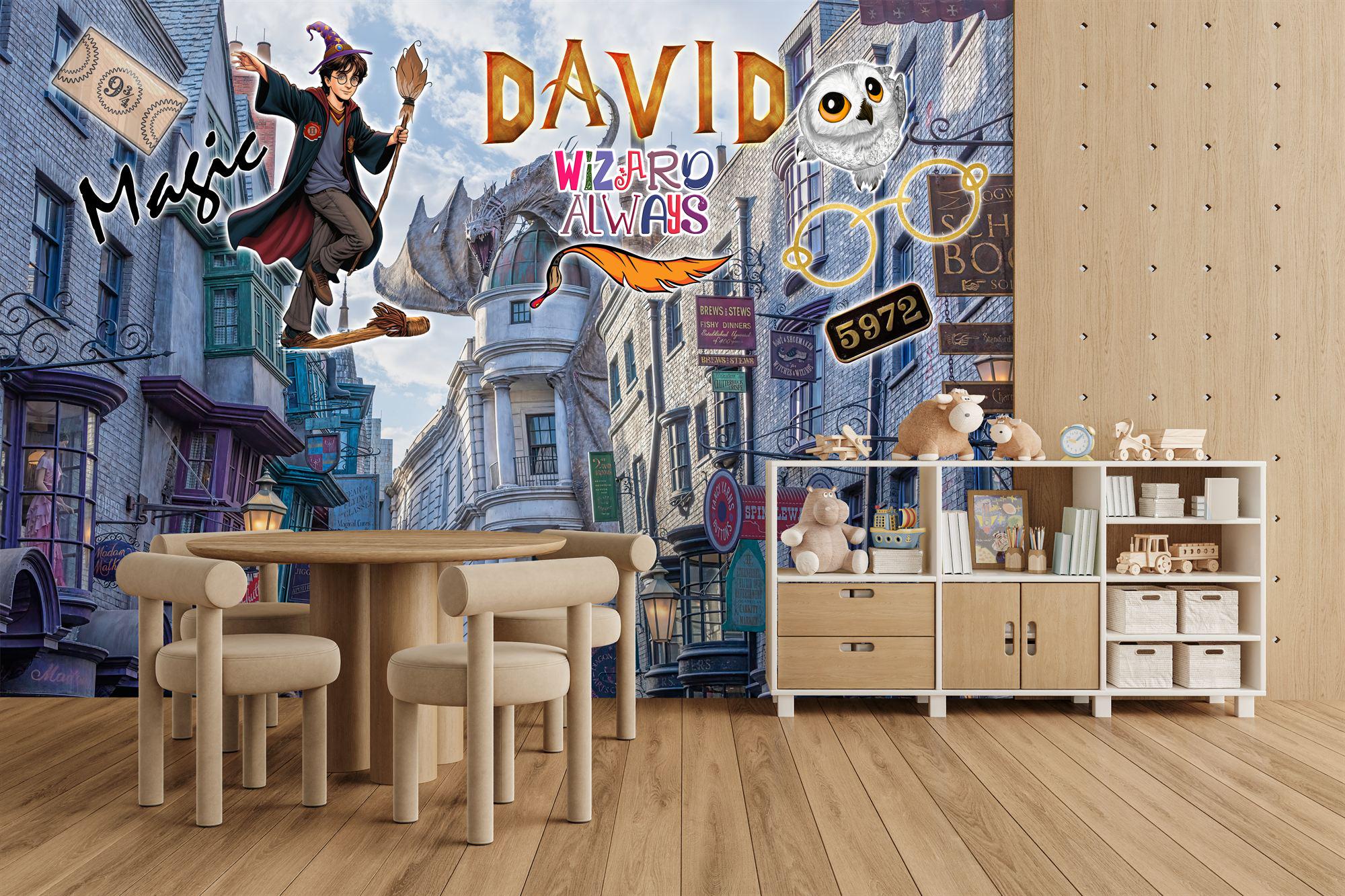 Wizard Magic Mural | Kids Room Wallpaper Easy-install Peel and Stick - Etsy