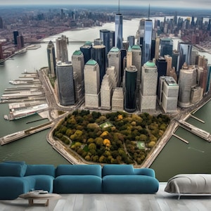 航空写真 ロウアーマンハッタン ニューヨーク市 ギフト、アートプリント 写真壁画 壁紙 壁画 簡単に取り付けられ、剥がして貼れるウォールデカールアート