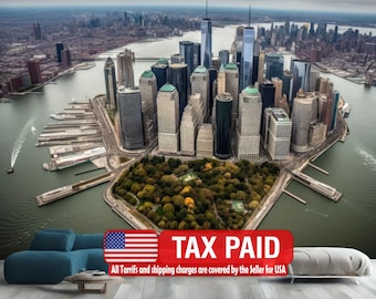 Wallpaper, Lower Manhattan Aerial View, Peel and Stick Wall Mural