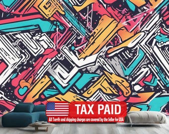 Colorful Graffiti Art Wallpaper Mural, Peel and Stick Photomural