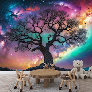 Magical Tree in Fantasy Mystical World Gift Art Print Photomural Wallpaper Mural Easy-Install Removeable Peel and Stick Large Wall Decal Art