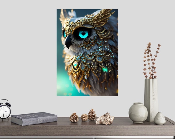 Premium Semi-Matte Classic Paper Poster Owl Graffiti AI Generated Unframed Easy To Hang Heavy Duty, Smooth Surface UV resistant, odorless