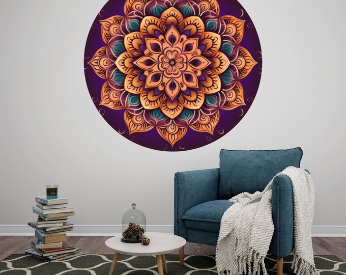 Mandala Design Illustration Art Circle Poster Photomural Wall Décor Easy-Install Removable Self-Adhesive High Quality Peel and Stick Sticker