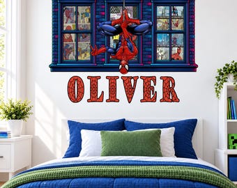 Personalized Name Cartoon Room Wall Decal, Superhero 3D Kids Sticker Decor