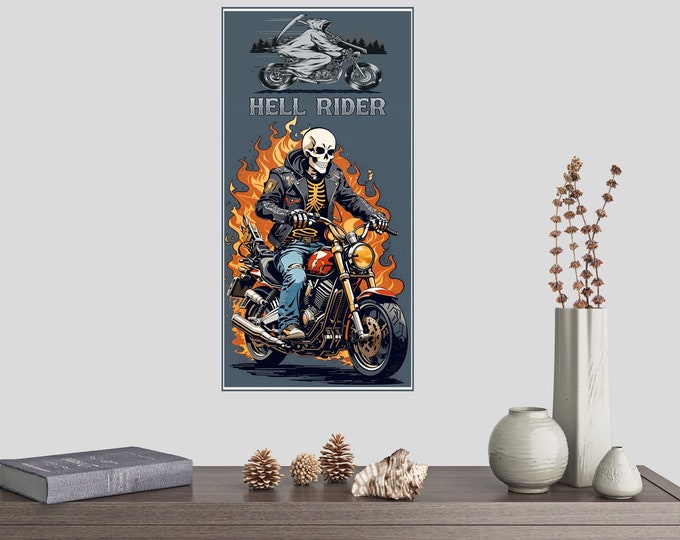 Skeleton Hell Rider Wall Sticker Art Poster Mural Transfer Decal Print Room Home Office Shop Decor Gift for Kids High quality  Easy to apply