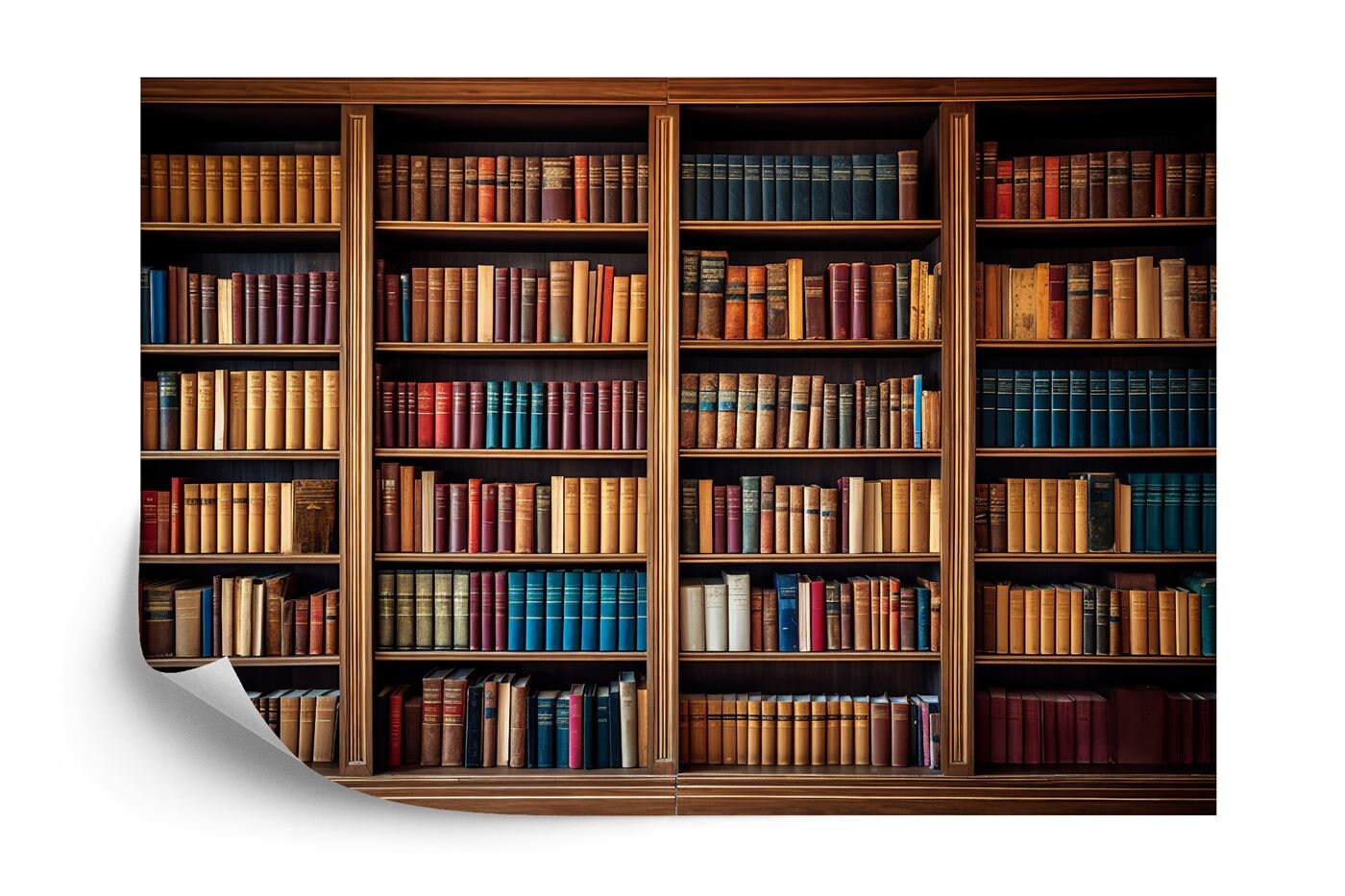 Library Bookshelf Wall Mural, AI Generated, Peel and Stick Wallpaper - Etsy
