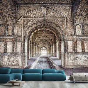 Hall with ethnic ornament in Khas Magal India Wall Gift, Art Print Photomural Wallpaper Mural Easy-Install Removeable Peel and Stick Decal
