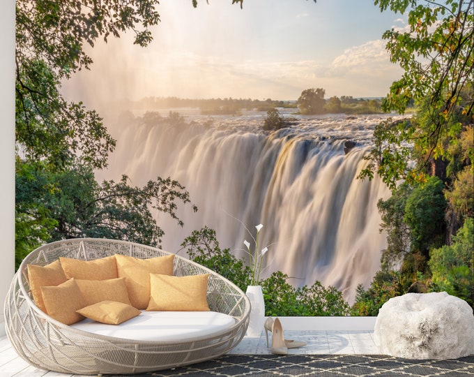 Victoria Falls Waterfall Wallpaper Mural Wall Decor Art Print Photomural Easy-Install Removable Peel & Stick High Quality Washable Vlies New