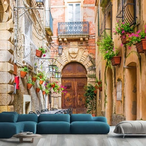 イタリアのポジターノの旧市街にある本格的なカフェ、ギフト、アートプリント、写真壁画、壁紙、壁画、簡単に取り付けられ、剥がして貼れるデカール