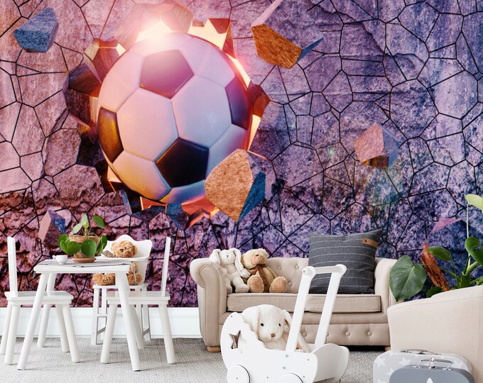 Football Soccer illustration Wallpaper mural Art Print Photomural Wall Decor Easy-Install Removable Peel & Stick High Quality Washable Vlies