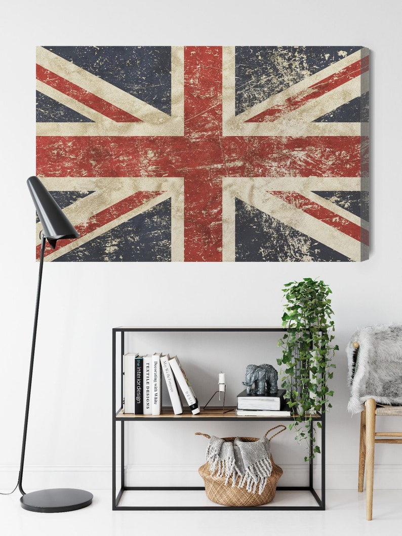 Vintage Grunge Britain Flag Canvas Print - Rustic Wall Art - Etsy