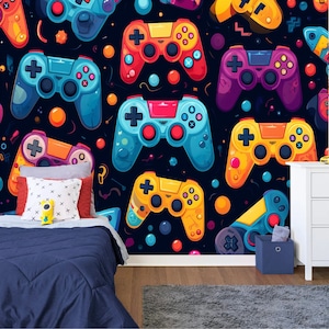 Games Theme Gaming Room Art, Game Controller Game Pads Decal Sticker Gift For Kids, Teenage Wall Sticker Removable Peel & Stick Washable