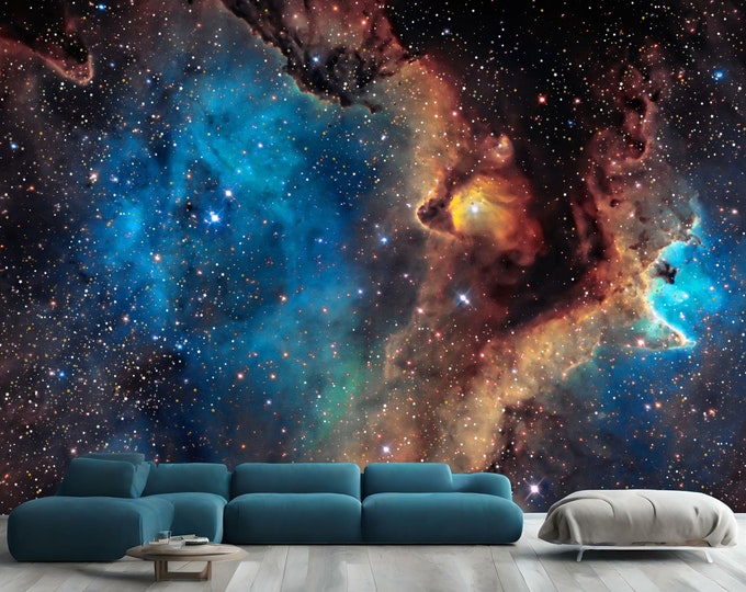 Space Galaxy planets Sparkling stars universe View Modern Home Decor Easy-Install Wall Mural Wallpaper Peel and Stick Modern Art Washable