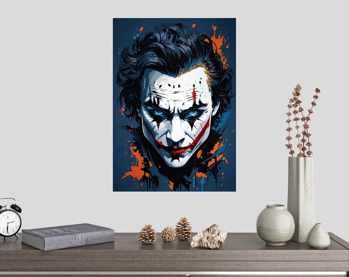 Premium Semi-Matte Classic Paper Poster Joker Colorful AI Generated Unframed Easy To Hang Heavy Duty, Smooth Surface UV resistant, odorless
