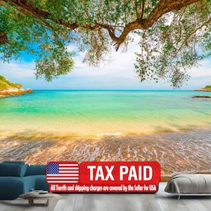 トロピカルビーチラグーンの壁画、剥がして貼る壁紙