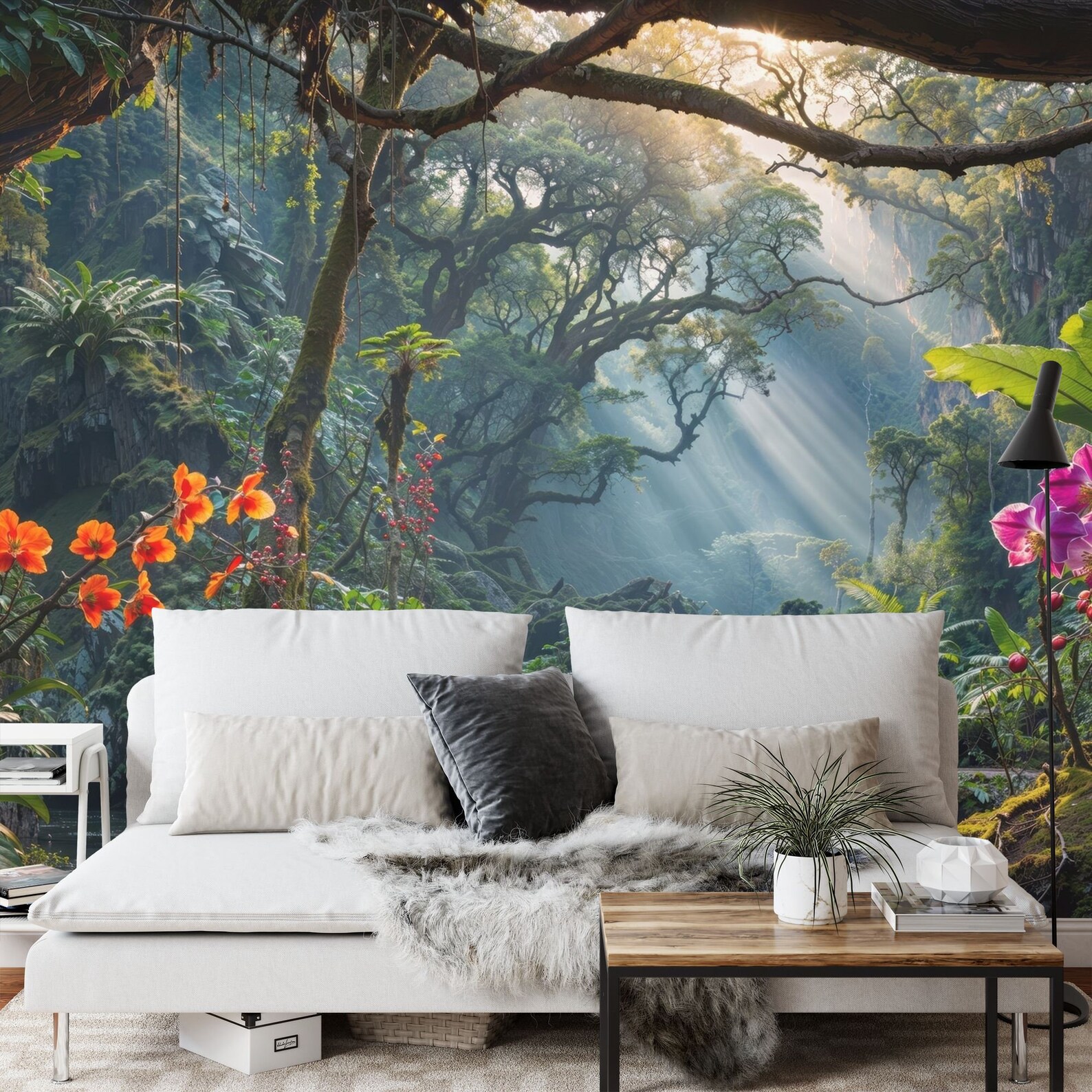 Tropical Rainforest Wallpaper Mural, Exotic Jungle Peel and Stick Wall ...