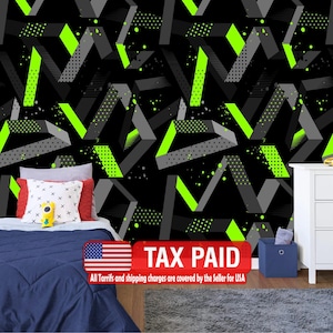 Gaming Kinderzimmer Tapete Wandbild, geometrischer Kunstdruck, Schälen und Aufkleben, Wandbild