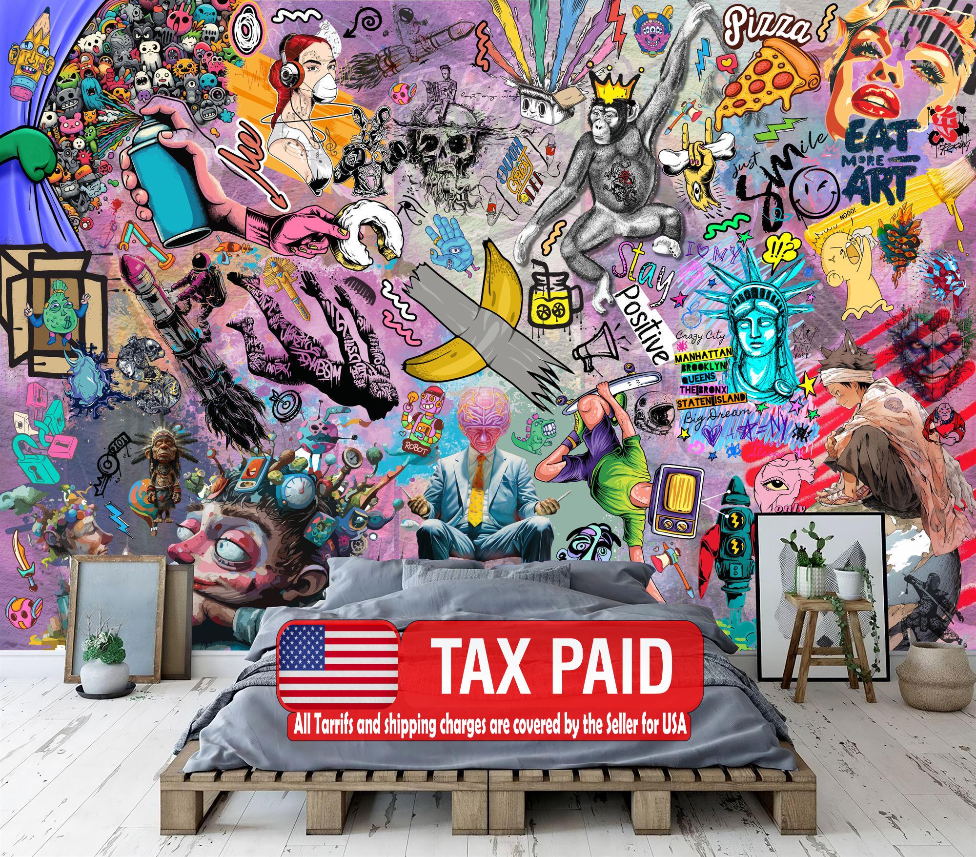 ストリートアートグラフィティ壁紙壁画：モダンアーバンスタイル