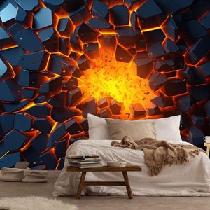3D抽象爆発デジタル表面ギフト、アートプリント写真壁画壁紙壁画簡単に取り付け取り外し可能剥がして貼れる大型壁デカールアート