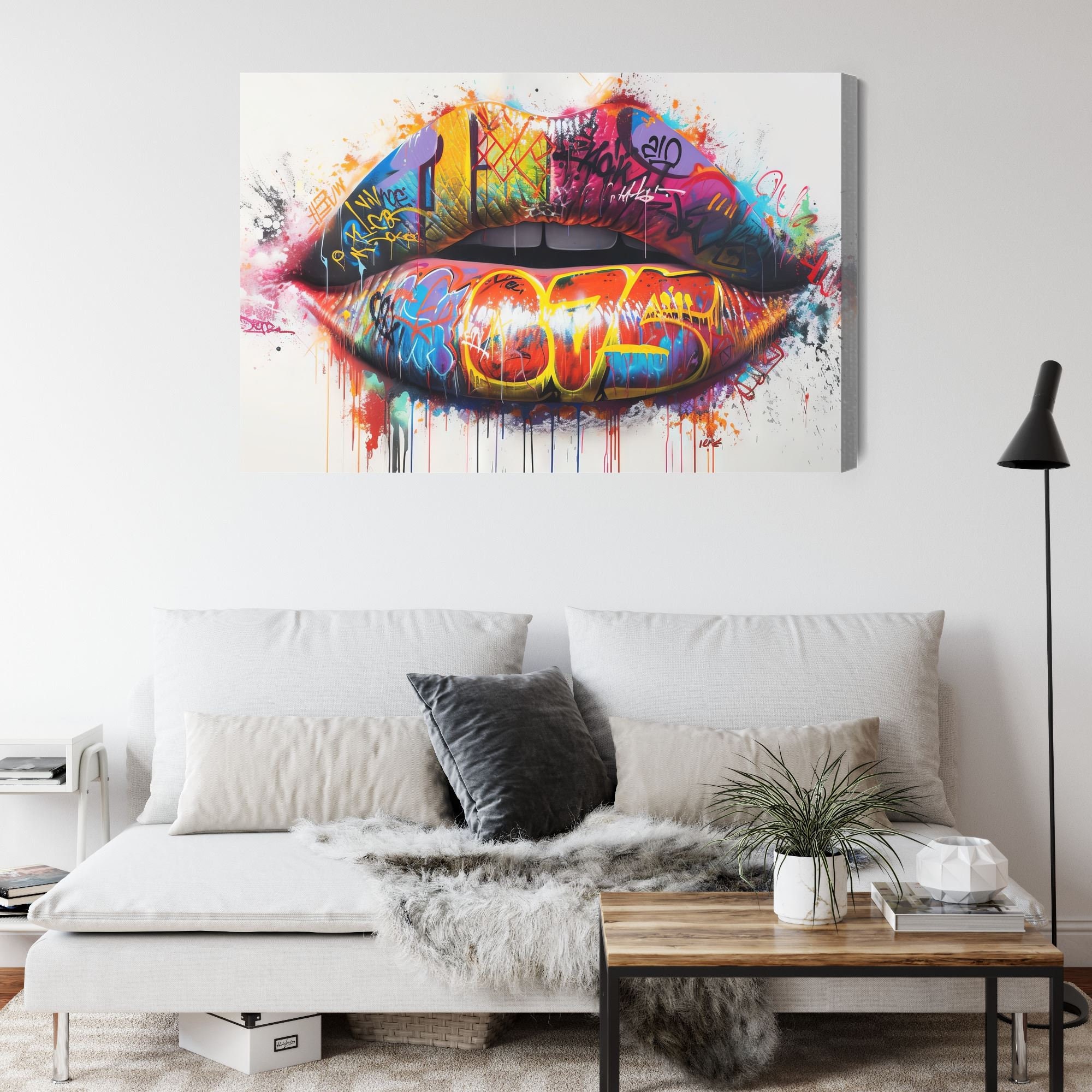 Graffiti Lips Canvas Print, Wildstyle Urban Art - Etsy