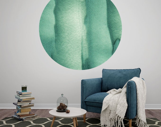 Abstract Green color shades Art Circle Poster Photomural Wall Décor Easy-Install Removable Self-Adhesive High Quality Peel and Stick Sticker