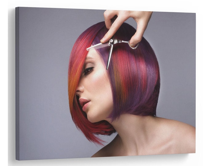 Beauty, Hair Salon Modern Hair Dresser Wall Hanging Decor Natural Canvas Print Wall Art Picture Great Gift Idea High-Quality Home Wall Art