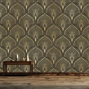 Abstraktes Muster Pfauenfedern Art Deco-Wanddekor-Geschenk-Kunstdruck Photomural Wallpaper Wandbild Einfach zu installieren entfernbares Schälen und Stick-Abziehbild