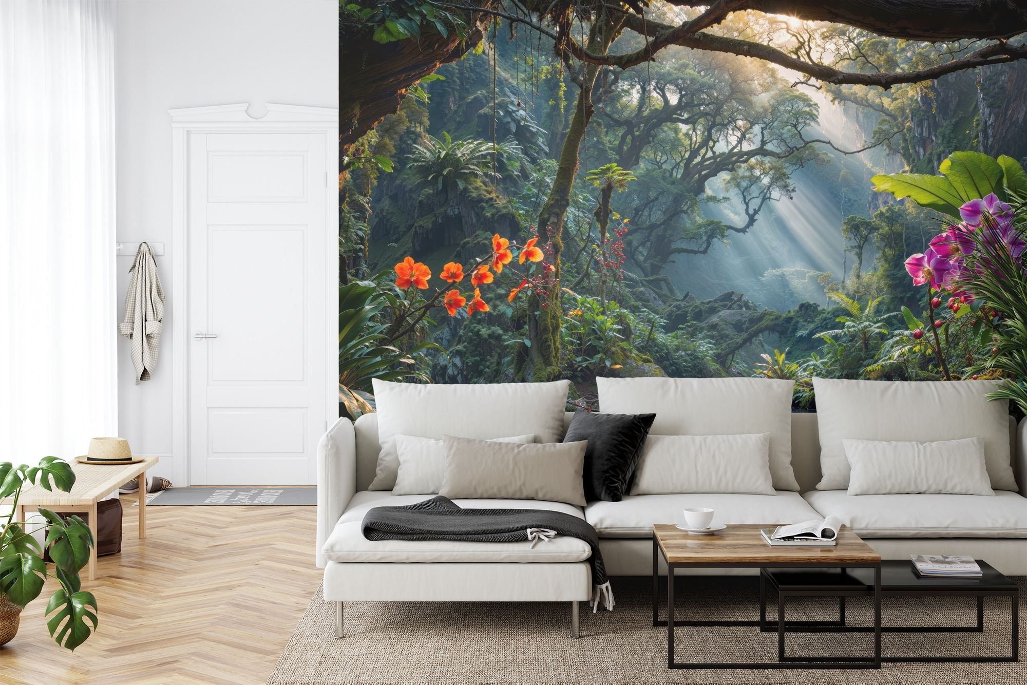 Tropical Rainforest Wallpaper Mural, Exotic Jungle Peel and Stick Wall ...