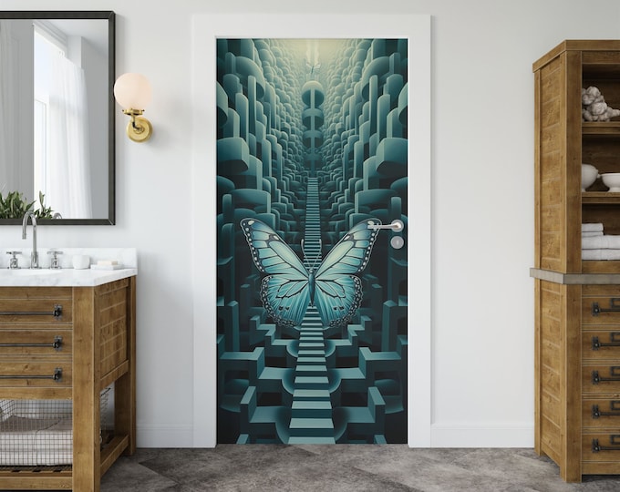 Geometrical Wall Sticker Door Covering Removable Peel and Stick Self Adhesive Decals Home - Office, 91cm x 211cm / 35.8 x 83.1 Inches WxH