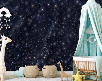Starry Galaxy Wall Mural, Peel and Stick Wallpaper, Easy Install