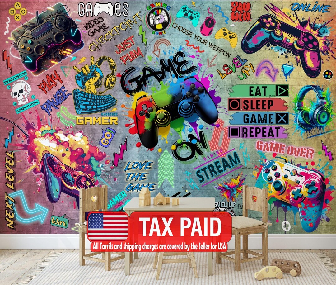 Gaming Room Game Playing Kids Room Decor Gift, Art Print