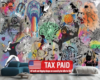 Graffiti Street Art Wallpaper | Urban Style Peel and Stick Mural