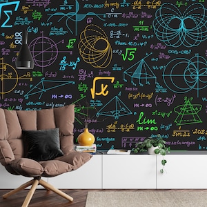 Math Formulas Color Chalk Blackboard Gift, Art Print Photomural ...