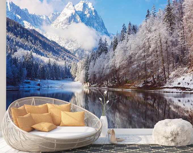 Landscape Mountains Winter Wallpaper mural Wall Decor Art Print Photomural Easy-Install Removable Peel & Stick High Quality Washable Vlies