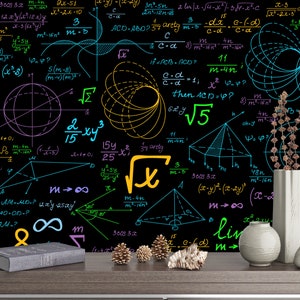 Math Formulas Color Chalk Blackboard Gift, Art Print Photomural ...