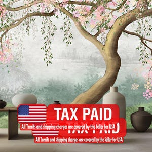 Japanese Flowering Tree Wallpaper Mural, Peel and Stick Decal