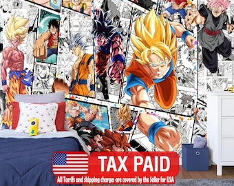 Anime Manga Collage Wallpaper Crossover, Comics Wall Mural